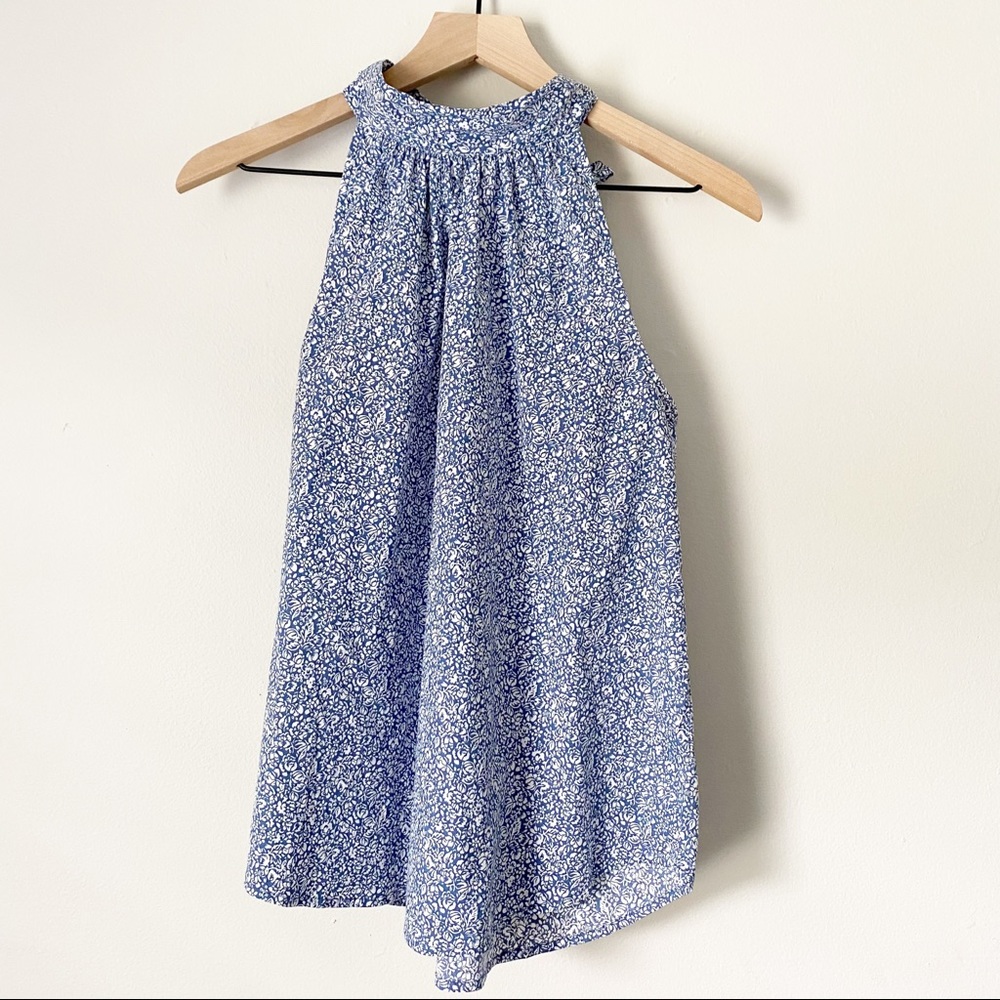 J. Crew Blue and White Floral Halter Tank